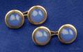 18kt Gold and Blue Chalcedony Cuff Links France