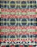 Pennsylvania red blue and green jacquard coverlet mid 19th c