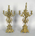 Pair of cast brass candelabra