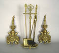 Cast brass fireplace set