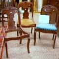 Set of Five Empire Carved Mahogany and Mahogany Veneer Side Chairs
