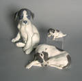 Three Royal Copenhagen dog figures