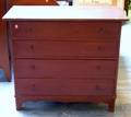 Redpainted Pine Chest of Four Drawers