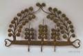 Scrollwork Wrought Iron Wall Rack with Hooks