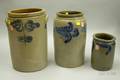 Three Cobalt Floral Decorated Stoneware Jars