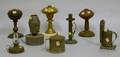 Nine Early Assorted Metal and Wood Lighting Devices