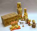 Decoupagedecorated Box Containing with Victorian Lithographed Toys