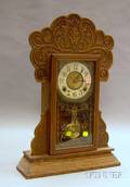 E Ingraham  Co Pressed Oak Gingerbread Shelf Clock