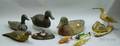 Nine Carved and Painted Wooden Duck Bird and Fish Decoy Figures