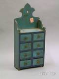 Bluepainted Wooden Wall Box with Drawers