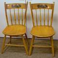 Pair of Yellowpainted Windsor Thumbback Chairs
