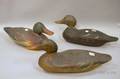 Set of Three Carved and Painted Wooden Working Duck Decoys