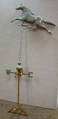 Patinated Molded Copper Running Horse Weather Vane