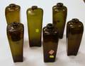 Six Case Olive Blown Glass Gin Bottles