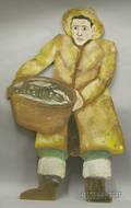 Painted Masonite Panel Figure of a Fisherman