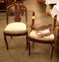 Pair of Classical Mahogany and Mahogany Veneer Side Chairs with Upholstered Drop Seats