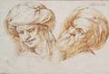 Attributed to Giuseppe Cesare called Cavaliere dArpino Italian 15681640 Two Male Heads with Turbans