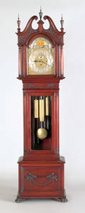 English mahogany tall case clock with works by Elliott ca 1900