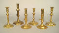 Pair of brass push up candlesticks 18th c