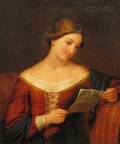 School of Francesca Alexander American 18371917 Portrait of a Young Woman Reading a Letter