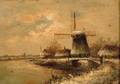 Joseph de Groot Dutch 18281899 Winter Landscape with Windmill