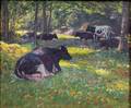 George Arthur Hays American 18541945 Lot of Two Landscapes with Grazing Cattle In the Glen Near Saylisville