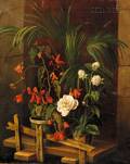 Continental School 19th20th Century Still Life with Potted Plants