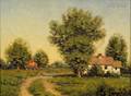 George W Drew American 18751968 Houses in a Spring Landscape