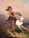 Charles Christian Nahl American 18181878 Girl and Her Gazelle Prancing Through the Hills