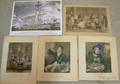 Five Unframed European Genre Lithograph Prints