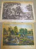Currier  Ives Lithograph Grays Elegy and Currier  Ives Handcolored Lithograph The MillDam at Sleepy Hollow