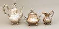 French silver three piece tea service late 19th c