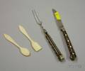 Tortoiseshell and Metal Pique Traveling Fork and Knife