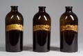 Set of Three Olive Blown Molded Glass Apothecary Bottles