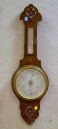 English Victorianstyle Carved Oak Wall Barometer