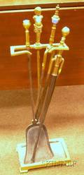 Brass Fireplace Stand with Matching Shovel and Tongs