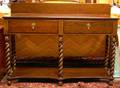 Jacobeanstyle Walnut TwoDrawer Server with Barleytwist Legs