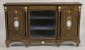 Victorian Aesthetic Movement Fruitwood Marquetry Inlaid and Jasperwaremounted Eboni