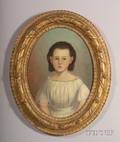 American School 19th Century Portrait of a Girl Wearing a White Dress