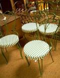 Set of Four Greenpainted Metal Patio Side Chairs