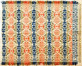 Red green and blue jacquard coverlet dated 1859
