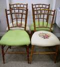 Set of Four Late Victorian Bambooturned Side Chairs with Upholstered Seats