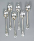 Set of six Reading Pennsylvania silver teaspoons by William Mannerback early 19th c