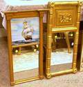 Goldpainted Late Federal Splitbaluster Mirror and a Goldpainted Federal Tabernacle Mirror with Reversepaint