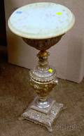 Late Victorian White Marbletop Silvered Cast Metal Stand