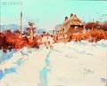 John Haskins British 20th21st Century Braughing Village Winter 85