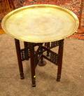 Persian Brass Tray on Turnedwood Folding Stand