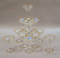 Set of Twelve Heisey Gilt Colorless Molded Glass Champagnes