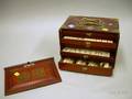 Asian Export Hardwood Cased Carved Bone and Bamboo Mahjongg Set