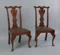 Pair of Delaware Valley Queen Anne walnut dining chairs ca 1755